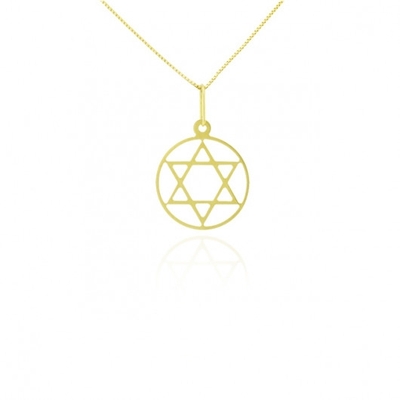 Pingente Estrela de Davi Ouro 18K Redondo