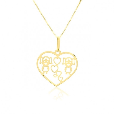 Pingente Meninas Ouro 18K