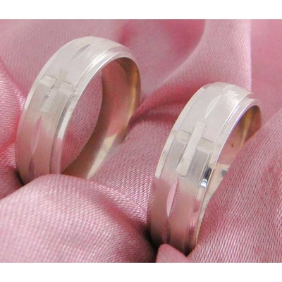 Alianças Namoro Prata Foscas Abauladas 6mm 12g com Desenho