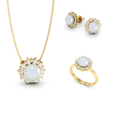 Conjunto Ouro 18K Pérola