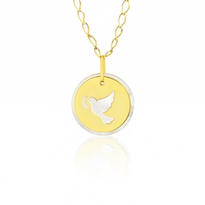Pingente Madrepérola Ouro 18K Pomba da Paz