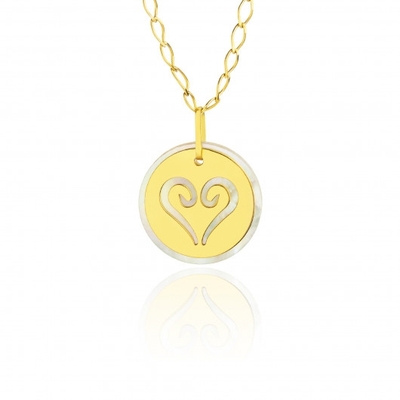 Pingente Madrepérola Ouro 18K Coração Sankofa