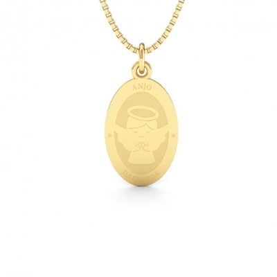 Medalha Anjo da Guarda Ouro 18K Média