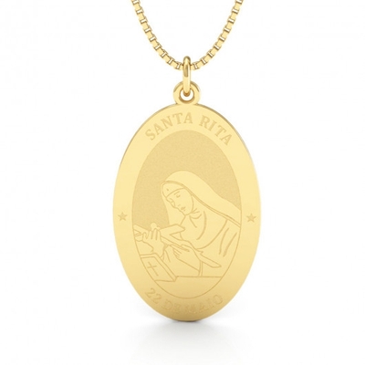 Medalha Santa Rita Ouro 18K Grande