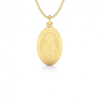 Medalha Sagrado Coração de Jesus Ouro 18K Média