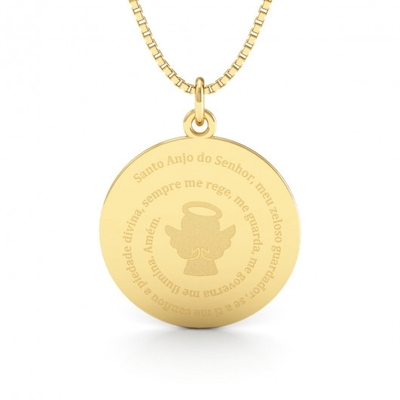 Medalha Santo Anjo do Senhor Ouro 18K Grande
