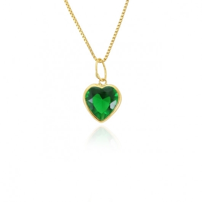 Pingente Ouro 18K Coração Verde 6mm