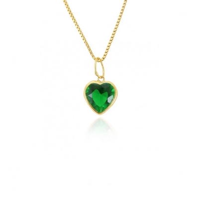 Pingente Ouro 18K Coração Verde 4mm