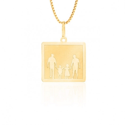 Pingente 2 Pais Filho e Filha Ouro 18K