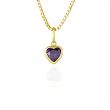 Pingente Ouro 18K Coração Roxa 5mm