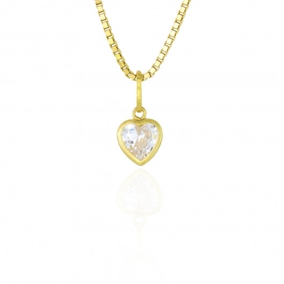 Pingente Ouro 18K Coração  Branco 5mm