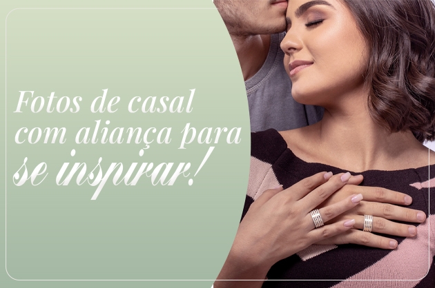 Foto de casal com as mão unidas, mostrando as alianças