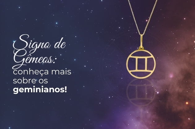 colar do signo de gemeos em um fundo azul escuro