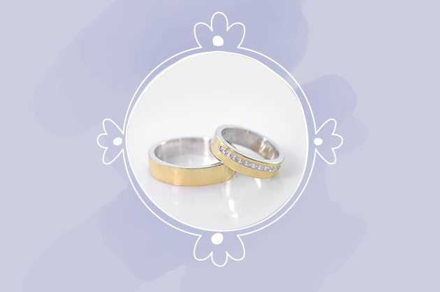 Alianças Ouro e Prata e Pedras Alianças Casamento Ouro E Prata Polida 5mm 10g