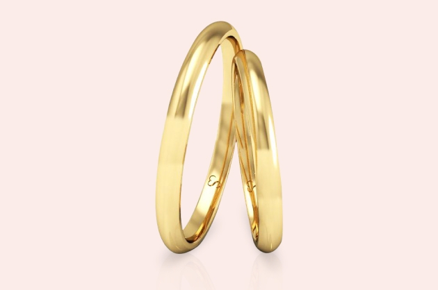Alianças Casamento Linha Classic Ouro 2mm Abaulada Polida