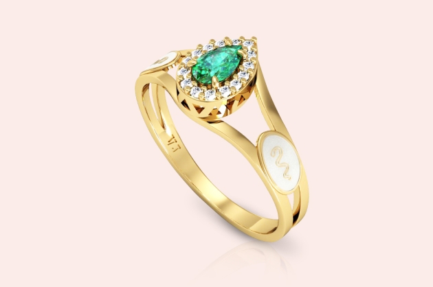 Anel Formatura Ouro 18K Aro Duplo Gota