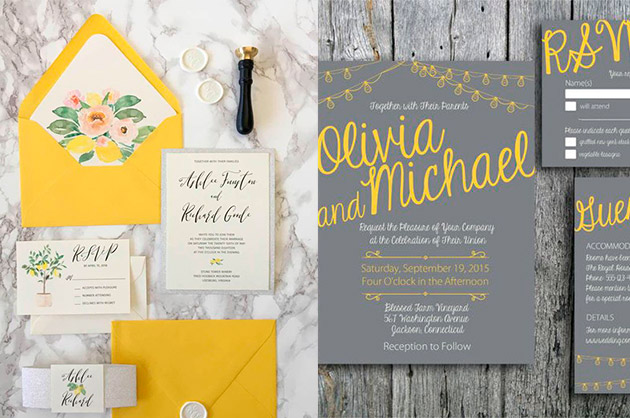 Papelaria Papelaria do casamento nas cores amarelo e cinza