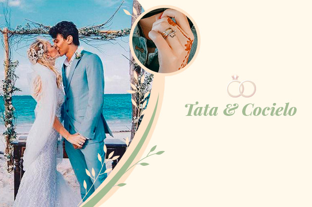 Casamento do Cocielo e Tata na praia, ao lado a aliança deles