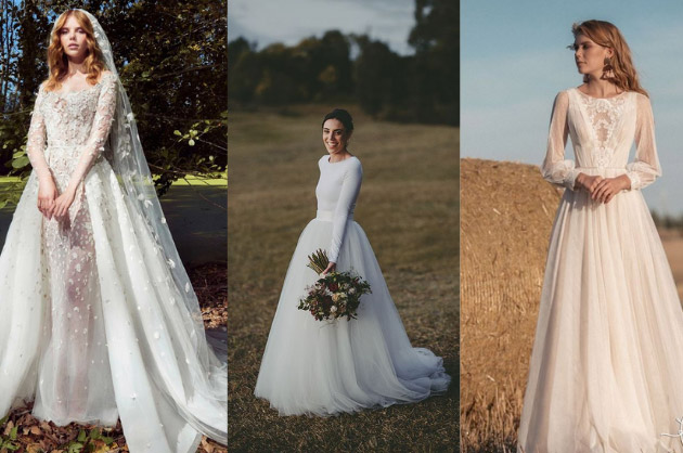 Vestido de noiva inverno Três vestidos de noiva com manga comprida para casamento no inverno