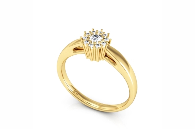 Modelo de anel de noivado de ouro com vinte e uma pedras