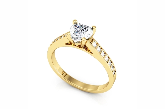 Modelo de anel de noivado de ouro com vinte e uma pedras